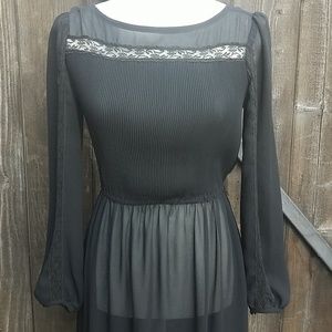 Vintage Black Sheer Midi Dress Size S